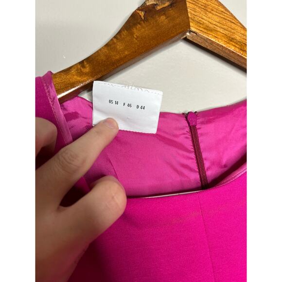 AKRIS Punto Fuchsia Short Sleeve Fit & Flare Luxury Designer Dress Size 14 - Picture 6 of 10
